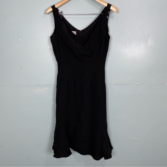 Armani Collezioni Black Sleeveless Ruffle Mini Cocktail Dress Sz 4‎ - Picture 1 of 9